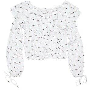 Abercrombie & Fitch Floral Off Shoulder White Ruffle Blouse